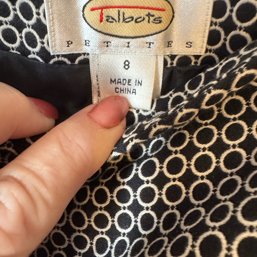 Talbots Women's Black Patterned Fully Lined Pants Size 8/PETITE       #2 - Picture 8 of 8